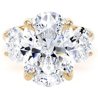 18ct Yellow Gold 9.00cttw Oval Cut Lab Grown Diamond 3 Stone Engagement Ring - Ring Size Y