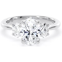 18ct White Gold 2.00cttw Oval Cut Lab Grown Diamond 3 Stone Engagement Ring - Ring Size U.5