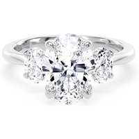 18ct White Gold 2.60cttw Oval Cut Lab Grown Diamond 3 Stone Engagement Ring - Ring Size S.5