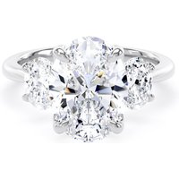18ct White Gold 4.00cttw Oval Cut Lab Grown Diamond 3 Stone Engagement Ring - Ring Size L
