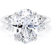 18ct White Gold 5.20cttw Oval Cut Lab Grown Diamond 3 Stone Engagement Ring - Ring Size G