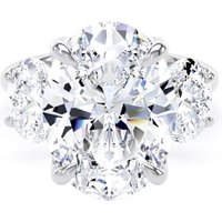 18ct White Gold 9.00cttw Oval Cut Lab Grown Diamond 3 Stone Engagement Ring - Ring Size L