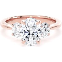 18ct Rose Gold 2.00cttw Oval Cut Lab Grown Diamond 3 Stone Engagement Ring - Ring Size P.5
