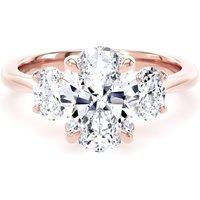 18ct Rose Gold 2.60cttw Oval Cut Lab Grown Diamond 3 Stone Engagement Ring - Ring Size P