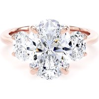 18ct Rose Gold 4.00cttw Oval Cut Lab Grown Diamond 3 Stone Engagement Ring - Ring Size M.5