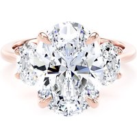 18ct Rose Gold 5.20cttw Oval Cut Lab Grown Diamond 3 Stone Engagement Ring - Ring Size T