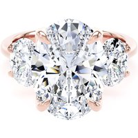 18ct Rose Gold 6.60cttw Oval Cut Lab Grown Diamond 3 Stone Engagement Ring - Ring Size J.5