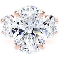 18ct Rose Gold 9.00cttw Oval Cut Lab Grown Diamond 3 Stone Engagement Ring - Ring Size U.5