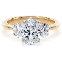 18ct Yellow Gold and Platinum 2.00cttw Oval Cut Lab Grown Diamond 3 Stone Engagement Ring - Ring Size O.5