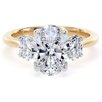 18ct Yellow Gold and Platinum 2.60cttw Oval Cut Lab Grown Diamond 3 Stone Engagement Ring - Ring Size X