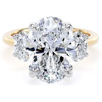 18ct Yellow Gold and Platinum 5.20cttw Oval Cut Lab Grown Diamond 3 Stone Engagement Ring - Ring Size G