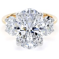 18ct Yellow Gold and Platinum 6.60cttw Oval Cut Lab Grown Diamond 3 Stone Engagement Ring - Ring Size J