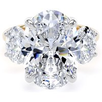 18ct Yellow Gold and Platinum 9.00cttw Oval Cut Lab Grown Diamond 3 Stone Engagement Ring - Ring Size Y