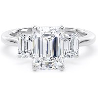 Platinum 2.70cttw Emerald Cut Lab Grown Diamond 3 Stone Engagement Ring - Ring Size M