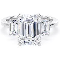 Platinum 4.00cttw Emerald Cut Lab Grown Diamond 3 Stone Engagement Ring - Ring Size Z