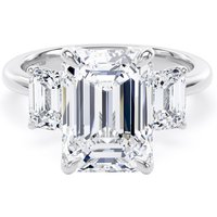 Platinum 5.20cttw Emerald Cut Lab Grown Diamond 3 Stone Engagement Ring - Ring Size V.5