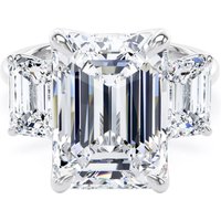 Platinum 9.00cttw Emerald Cut Lab Grown Diamond 3 Stone Engagement Ring - Ring Size T
