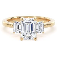 18ct Yellow Gold 2.00cttw Emerald Cut Lab Grown Diamond 3 Stone Engagement Ring - Ring Size I