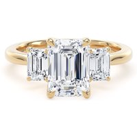18ct Yellow Gold 2.70cttw Emerald Cut Lab Grown Diamond 3 Stone Engagement Ring - Ring Size S.5