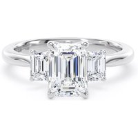 18ct White Gold 2.00cttw Emerald Cut Lab Grown Diamond 3 Stone Engagement Ring - Ring Size K
