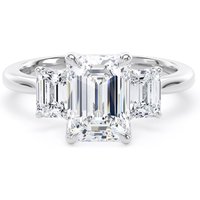18ct White Gold 2.70cttw Emerald Cut Lab Grown Diamond 3 Stone Engagement Ring - Ring Size K