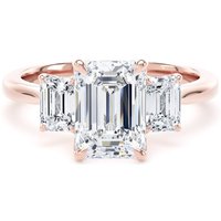 18ct Rose Gold 2.70cttw Emerald Cut Lab Grown Diamond 3 Stone Engagement Ring - Ring Size T