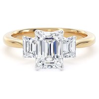 18ct Yellow Gold and Platinum 2.00cttw Emerald Cut Lab Grown Diamond 3 Stone Engagement Ring - Ring Size R.5
