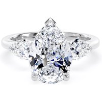 Platinum 4.00cttw Pear Cut Lab Grown Diamond 3 Stone Engagement Ring - Ring Size N