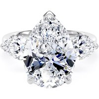 Platinum 6.60cttw Pear Cut Lab Grown Diamond 3 Stone Engagement Ring - Ring Size H