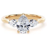 18ct Yellow Gold 2.00cttw Pear Cut Lab Grown Diamond 3 Stone Engagement Ring - Ring Size F.5