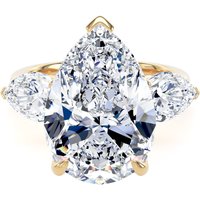 18ct Yellow Gold 9.00cttw Pear Cut Lab Grown Diamond 3 Stone Engagement Ring - Ring Size I