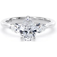 18ct White Gold 2.00cttw Pear Cut Lab Grown Diamond 3 Stone Engagement Ring - Ring Size I.5