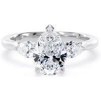 18ct White Gold 2.60cttw Pear Cut Lab Grown Diamond 3 Stone Engagement Ring - Ring Size S