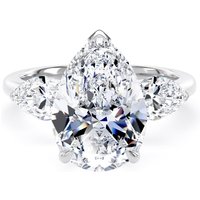 18ct White Gold 5.20cttw Pear Cut Lab Grown Diamond 3 Stone Engagement Ring - Ring Size K