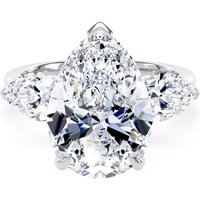 18ct White Gold 6.60cttw Pear Cut Lab Grown Diamond 3 Stone Engagement Ring - Ring Size M.5