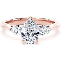 18ct Rose Gold 2.00cttw Pear Cut Lab Grown Diamond 3 Stone Engagement Ring - Ring Size R.5