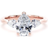 18ct Rose Gold 2.60cttw Pear Cut Lab Grown Diamond 3 Stone Engagement Ring - Ring Size M.5