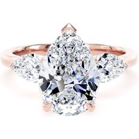 18ct Rose Gold 4.00cttw Pear Cut Lab Grown Diamond 3 Stone Engagement Ring - Ring Size I