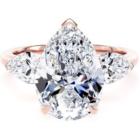 18ct Rose Gold 5.20cttw Pear Cut Lab Grown Diamond 3 Stone Engagement Ring - Ring Size G.5