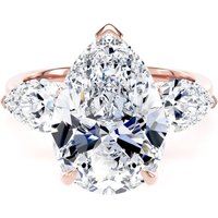 18ct Rose Gold 6.60cttw Pear Cut Lab Grown Diamond 3 Stone Engagement Ring - Ring Size G