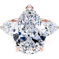 18ct Rose Gold 9.00cttw Pear Cut Lab Grown Diamond 3 Stone Engagement Ring - Ring Size K.5