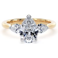 18ct Yellow Gold and Platinum 2.60cttw Pear Cut Lab Grown Diamond 3 Stone Engagement Ring - Ring Size T.5