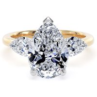18ct Yellow Gold and Platinum 4.00cttw Pear Cut Lab Grown Diamond 3 Stone Engagement Ring - Ring Size I