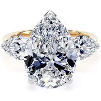 18ct Yellow Gold and Platinum 6.60cttw Pear Cut Lab Grown Diamond 3 Stone Engagement Ring - Ring Size Y.5