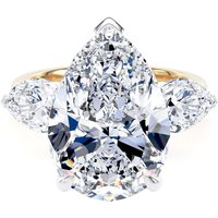18ct Yellow Gold and Platinum 9.00cttw Pear Cut Lab Grown Diamond 3 Stone Engagement Ring - Ring Size P