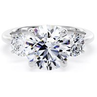 18ct White Gold 4.00cttw Round Brilliant Cut Lab Grown Diamond 3 Stone Engagement Ring - Ring Size N.5