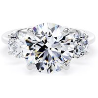 18ct White Gold 5.20cttw Round Brilliant Cut Lab Grown Diamond 3 Stone Engagement Ring - Ring Size N.5