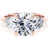 18ct Rose Gold 4.00cttw Round Brilliant Cut Lab Grown Diamond 3 Stone Engagement Ring - Ring Size L.5