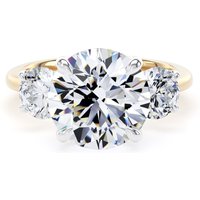 18ct Yellow Gold and Platinum 5.20cttw Round Brilliant Cut Lab Grown Diamond 3 Stone Engagement Ring - Ring Size U
