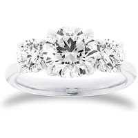 Platinum 3.00cttw Round Brilliant Cut Lab Grown Diamond Three Stone Engagement Ring - Ring Size L